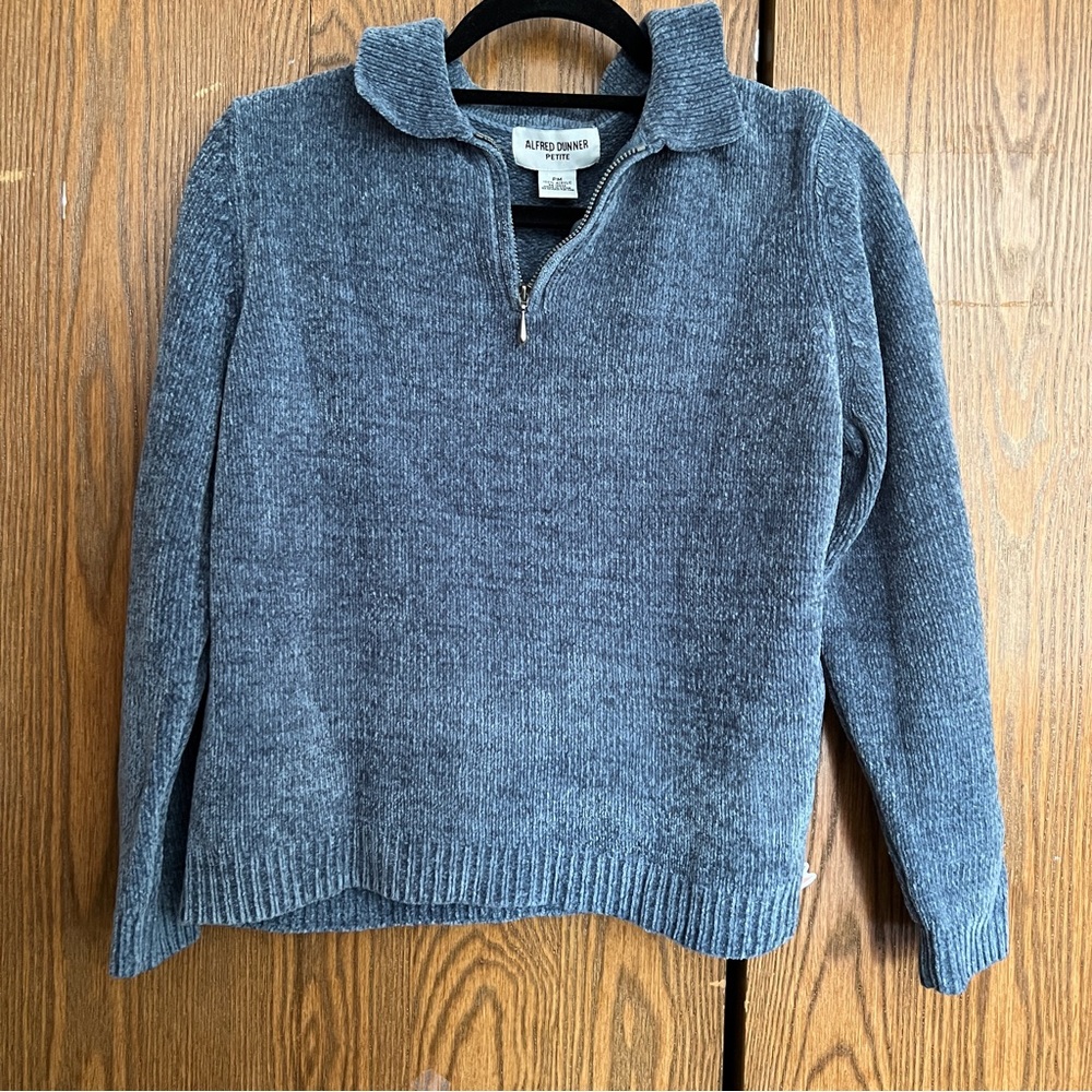 ✨3/$20✨Alfred Dunner Blue Quarter Zip Up Sweater